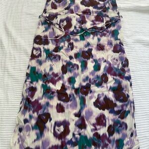 a new day Purple and Green Patterned Midi Dress